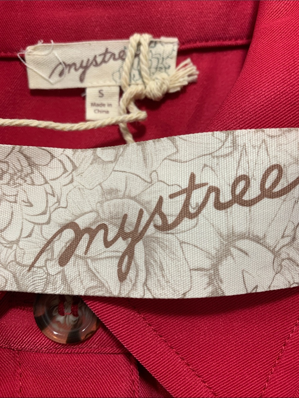 Mystree Red Button-Front Sleep Shirt